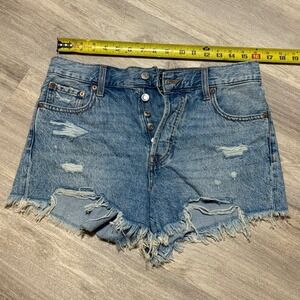 Aeropostale Boyfriend Denim Shorts Size 8 Blue Distressed‎ Frayed Hem